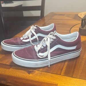 Vans Maroon and White Classic Sneakers